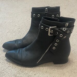 Stylish Black Ankle Boots with Silver Accents